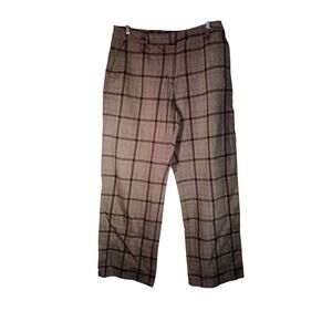 Able Women’s Wide Leg Trouser Pants Plaid Elma Whiskey Brown Glen Cotton Size 8